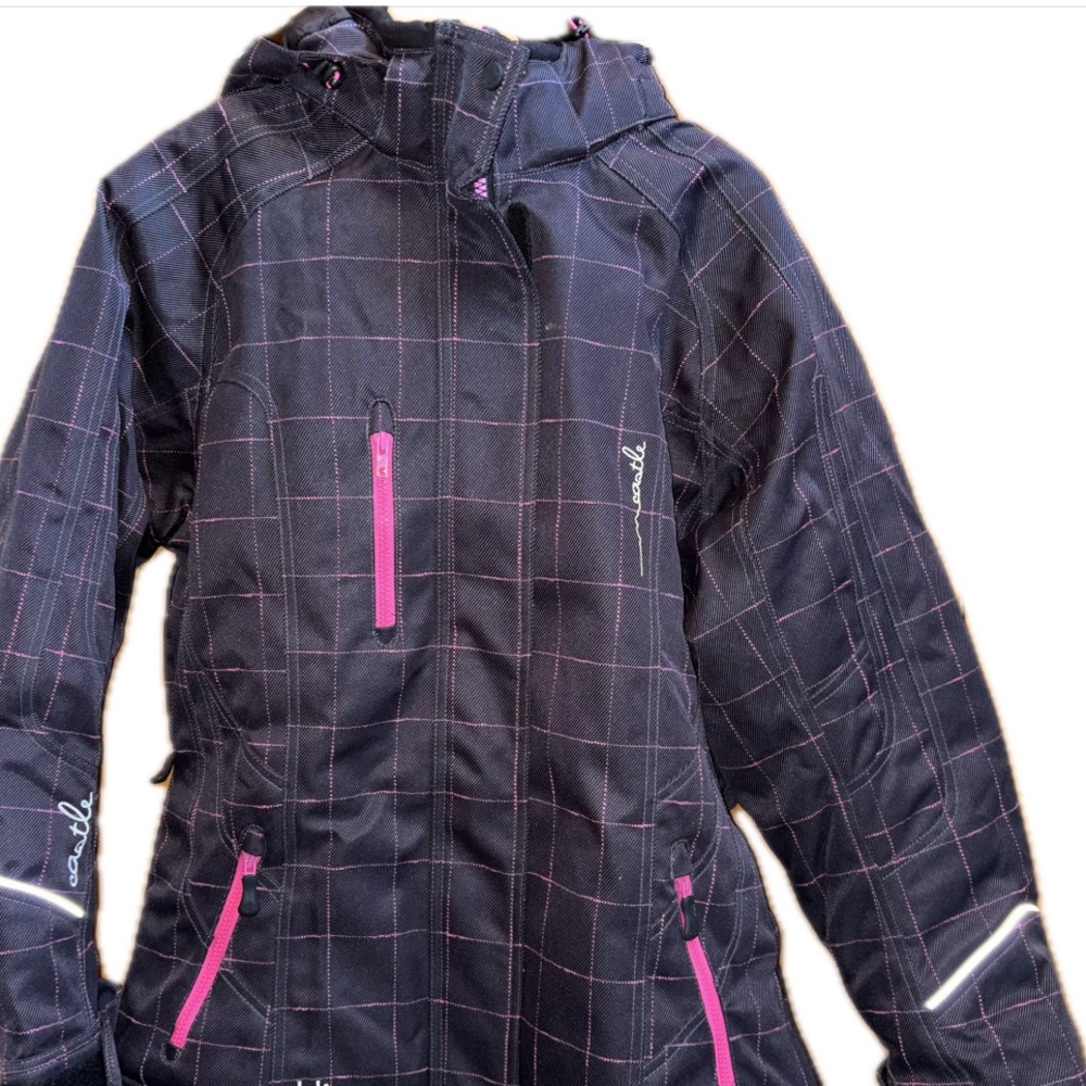 CASTLE SNOWMOBILE JACKET XL PINK AND BLACK PLAID CASTLE SNOWBOARDING COAT - Picture 14 of 14